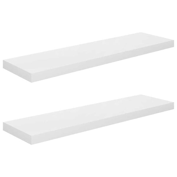 vidaXL Estante flotante de pared 2 uds MDF blanco brillo 90x23,5x3,8cm