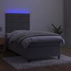 vidaXL Cama box spring colch&oacute;n y LED terciopelo gris claro 80x200 cm