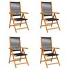 vidaXL Sillas plegables reclinables, 4 unidades, madera maciza de acacia negra.