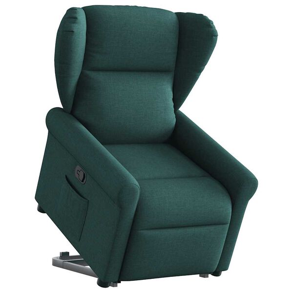 vidaXL Sill&oacute;n reclinable elevable tela verde oscuro