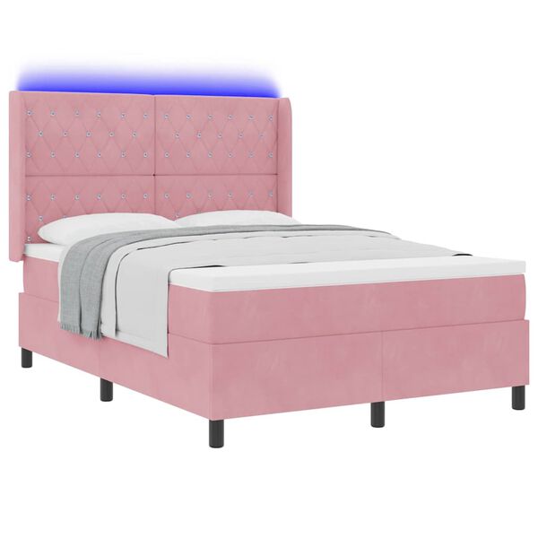 vidaXL Cama tipo Box Spring con cabecera Rosa 140 x 200 cm Terciopelo