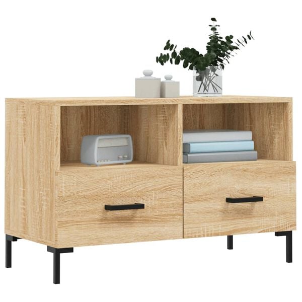 vidaXL Mueble para TV madera contrachapada roble ahumado 80x36x50 cm