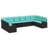 vidaXL Conjunto de sof&aacute;s de jard&iacute;n con coj&iacute;n 10 pcs Negro y Turquesa