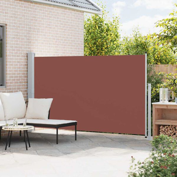 vidaXL Toldo lateral retr&aacute;ctil de jard&iacute;n marr&oacute;n 180x300 cm