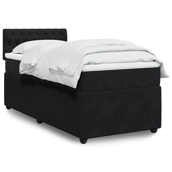 vidaXL Cama box spring con colch&oacute;n cuero sint&eacute;tico negro 90x190 cm