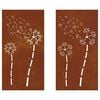 vidaXL Adorno pared jard&iacute;n 2 uds acero corten dise&ntilde;o flores 105x55 cm