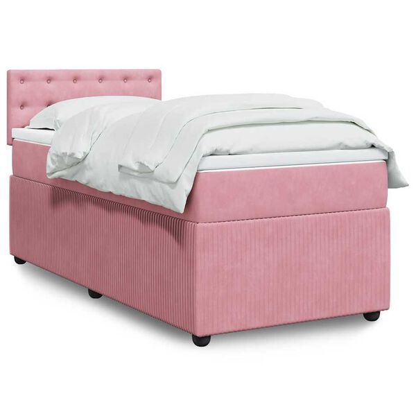 vidaXL Cama box spring con colch&oacute;n terciopelo rosa 80x200 cm
