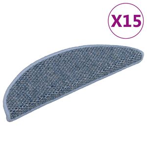 vidaXL Alfombrilla autoadhesiva escalera sisal 15 uds azul 56x17x3 cm