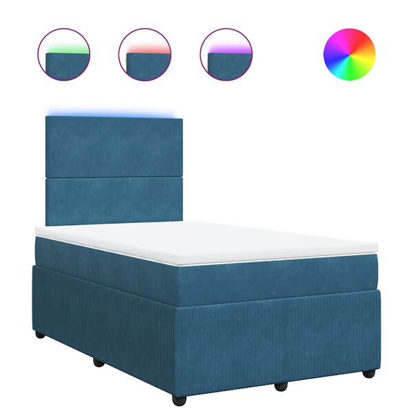 vidaXL Cama box spring con colch&oacute;n terciopelo azul 120x200 cm