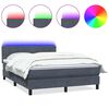 vidaXL Cama box spring con colch&oacute;n y LED terciopelo gris oscuro 160x210 cm