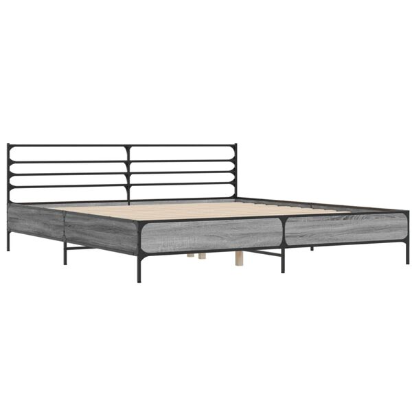 vidaXL Estructura cama madera ingenier&iacute;a metal gris Sonoma 180x200 cm