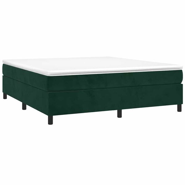 vidaXL Cama box spring con colch&oacute;n terciopelo verde oscuro 180x200 cm