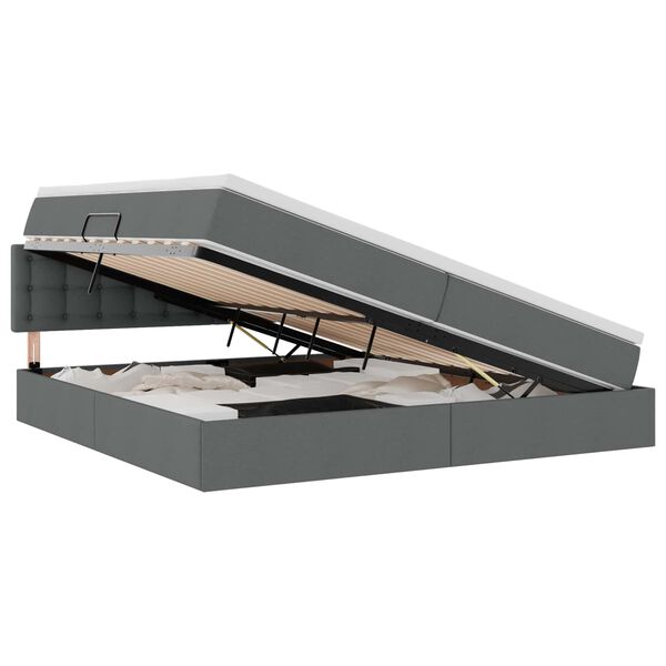 vidaXL Cama con almacenamiento y colchón Gris oscuro 200 x 200 cm