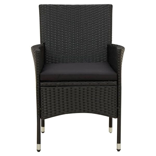 vidaXL Set comedor de jard&iacute;n 9 piezas y cojines rat&aacute;n sint&eacute;tico negro