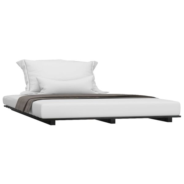 vidaXL Estructura de cama madera maciza de pino negro 135x190 cm
