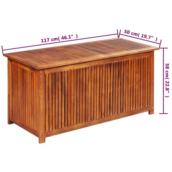 vidaXL Caja de almacenaje de jard&iacute;n 117x50x58 cm madera maciza acacia