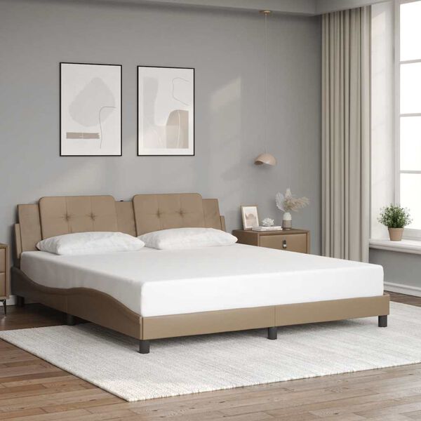 vidaXL Estructura de cama sin colch&oacute;n Zadar cuero sint&eacute;tico capuchino 180x200cm