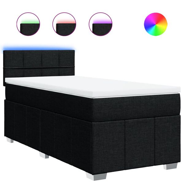 vidaXL Cama box spring con colch&oacute;n tela negro 100x200 cm