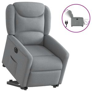 vidaXL Sill&oacute;n el&eacute;ctrico reclinable elevable de tela gris claro