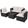 vidaXL Set muebles de jard&iacute;n 5 piezas y cojines rat&aacute;n sint&eacute;tico negro