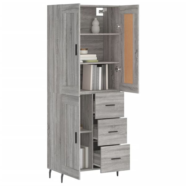 vidaXL Aparador alto madera contrachapada gris sonoma 69,5x34x180 cm