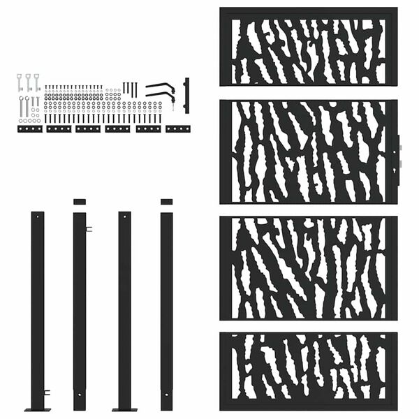 vidaXL Puerta de jardín negra 100x175 cm de acero con diseño de trazos