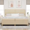 vidaXL Cama tipo Box Spring con colch&oacute;n Crema 200 x 200 cm tela