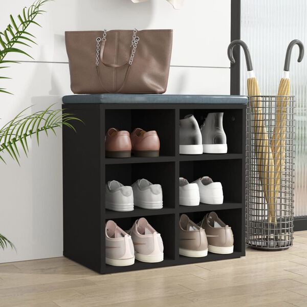 vidaXL Mueble zapatero negro 52,5x30x50 cm