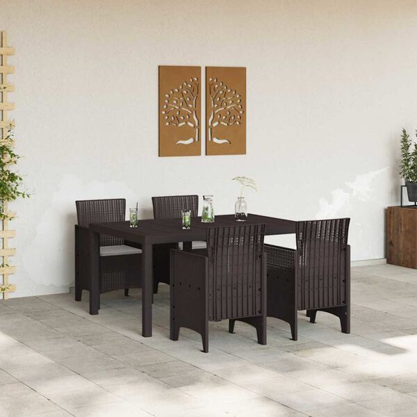 vidaXL Conjunto de Comedor de Jardín 5 pcs Marrón Ratan Polt
