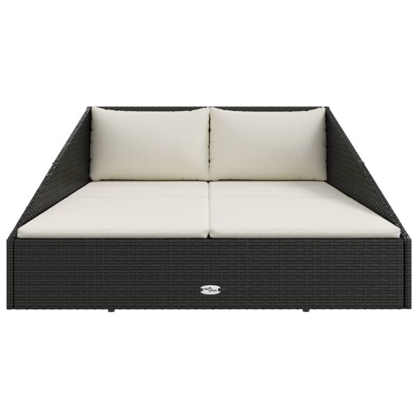 vidaXL Tumbona cama de jardín ratán sintético negro 110x200 cm