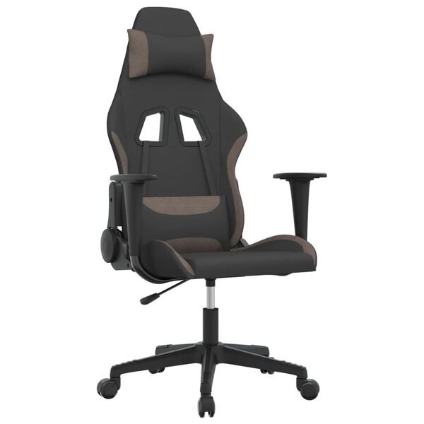 vidaXL Silla gaming tela negro y gris taupe