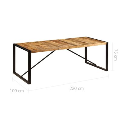 vidaXL Mesa de comedor de madera maciza de mango 220x100x75 cm