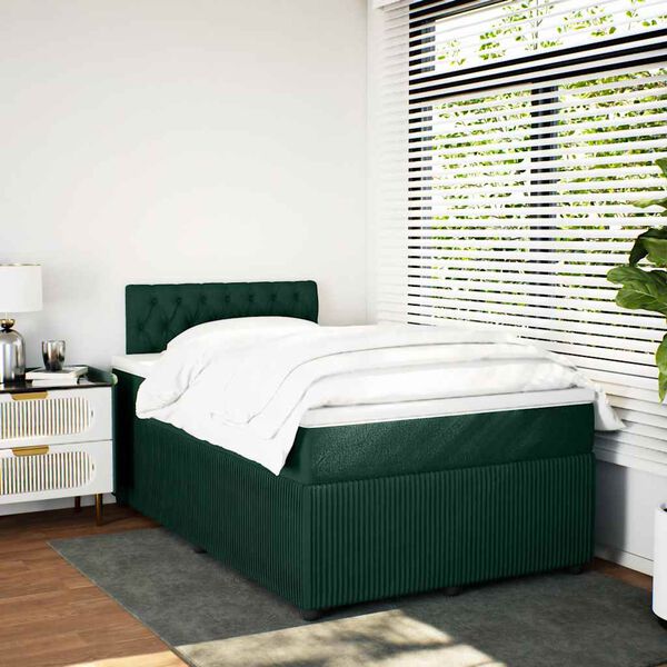 vidaXL Cama box spring con colch&oacute;n terciopelo verde oscuro 120x200 cm