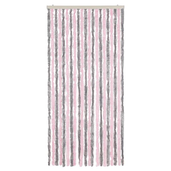 vidaXL Cortina antimoscas chenilla gris plateado y rosa 90x200 cm