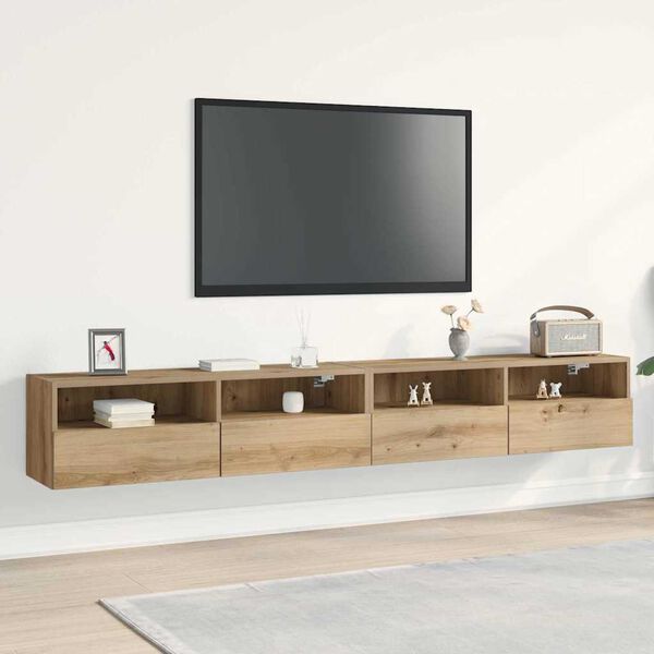 vidaXL Mueble de TV Montado en la Pared 2 pcs Roble artisan