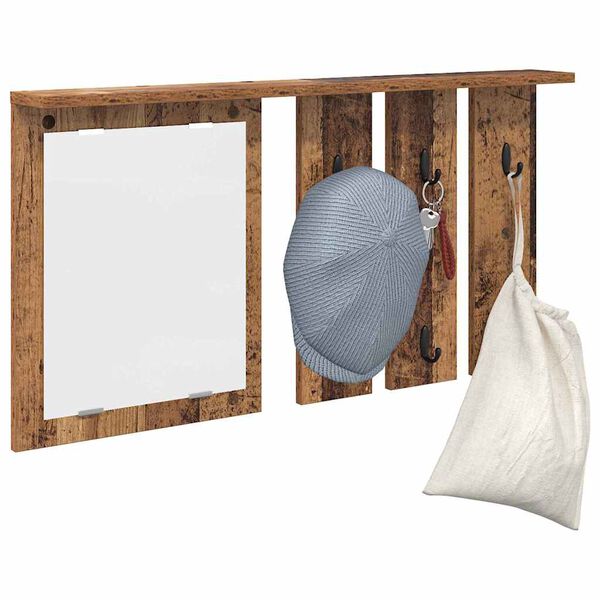 vidaXL Perchero de pared con estante Madera vieja 85 x 10 x 45 cm