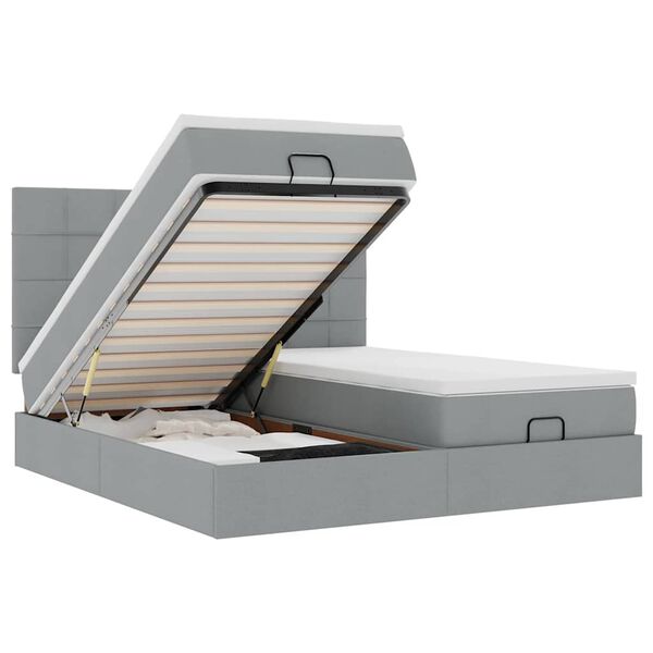 vidaXL Estructura de cama otomana colchones tela gris claro 160x200cm