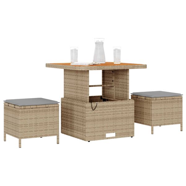 vidaXL Conjunto de Comedor de Jardín Beige Poliratán
