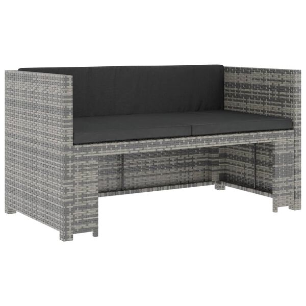 vidaXL Set de muebles de jardín 5 pzas y cojines ratán sintético gris