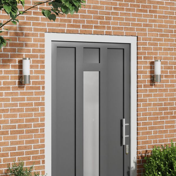 vidaXL Aplique de pared exterior 2 pcs Plateado 12 x 7.5 x 27 cm