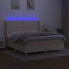 vidaXL Cama box spring colch&oacute;n y luces LED tela crema 180x200 cm