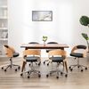 vidaXL Sillas de comedor giratorias 6 uds madera curvada y cuero negro