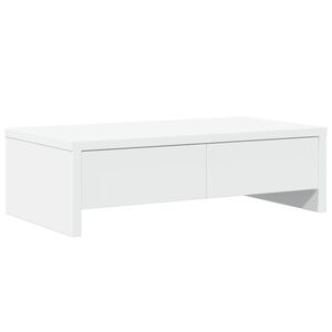 vidaXL Soporte de monitor cajones madera ingenier&iacute;a blanco 50x27x15 cm