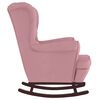 vidaXL Mecedora con respaldo alto de terciopelo rosa y madera maciza