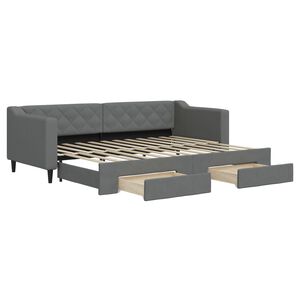 vidaXL Sof&aacute; cama nido con cajones tela gris oscuro 80x200 cm