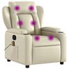 vidaXL Sill&oacute;n reclinable de masaje de piel sint&eacute;tica color crema