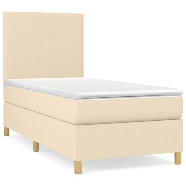 vidaXL Cama box spring con colch&oacute;n tela color crema 90x190 cm