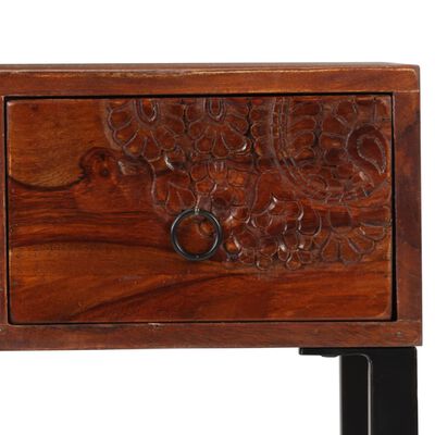 vidaXL Escritorio madera maciza sheesham cuero auténtico 117x50x76 cm