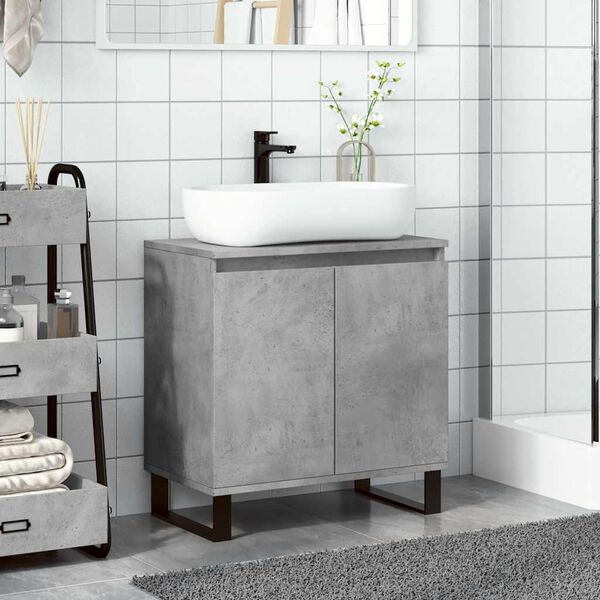 vidaXL Armario de ba&ntilde;o madera de ingenier&iacute;a gris hormig&oacute;n 58x33x60 cm