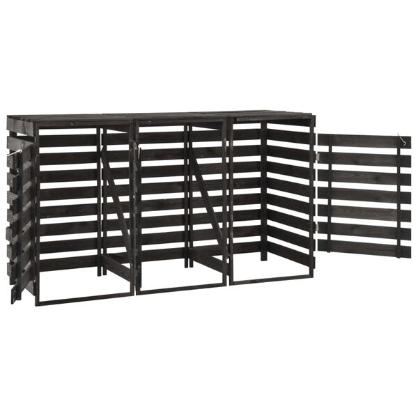 vidaXL Cobertizo triple cubos basura madera pino pintada 210x75x121cm